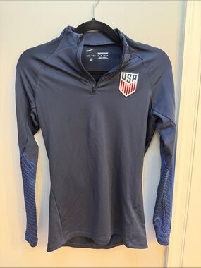 Nike Navy Long Sleeve USA Soccer Quarter Zip Training Top